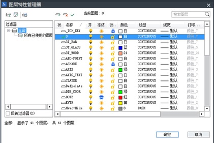 CAD中圖層特性管理器